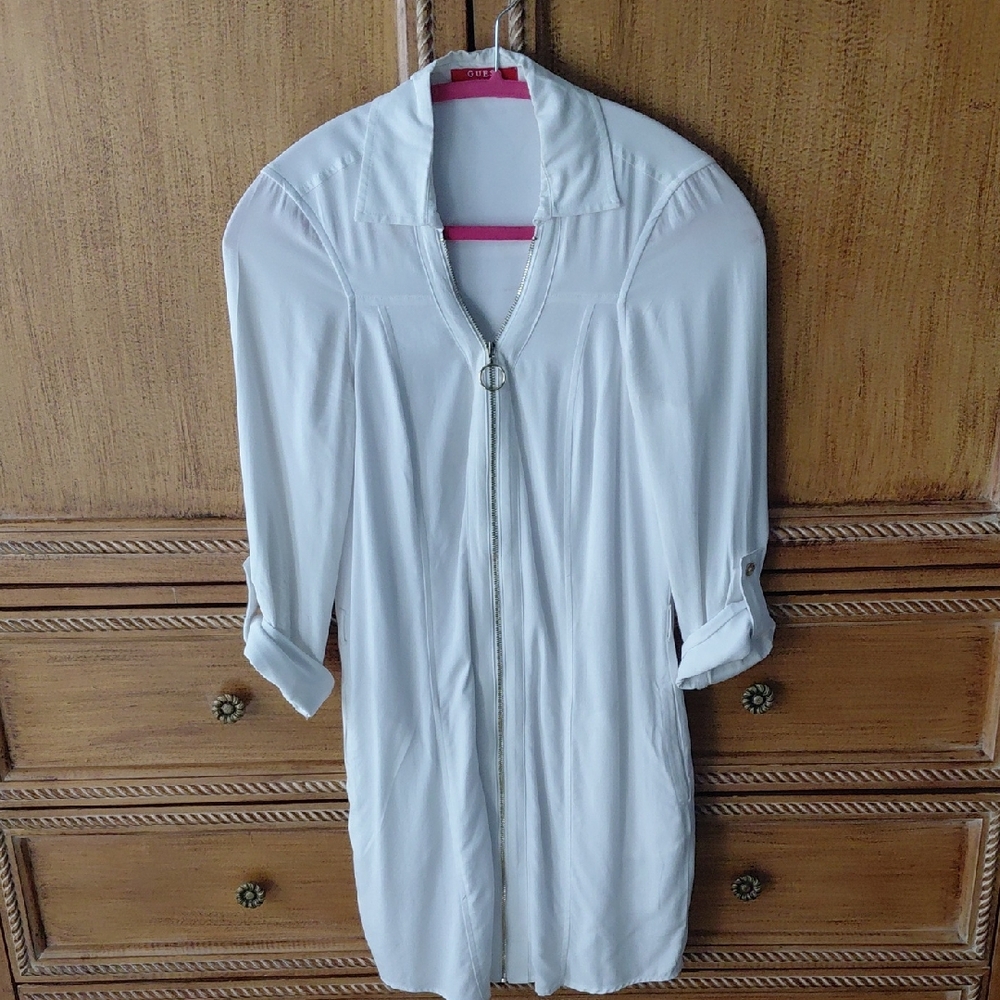 Guess by Marciano Elegant White Long Sleeve Dress